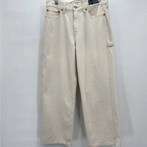 Abercrombie & Fitch Women’s Slouchy Carpenter Jean Curve Love Ivory 34x29 NWT